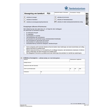 Skema til ansøgning om kørekort P23 - 2024 udgave